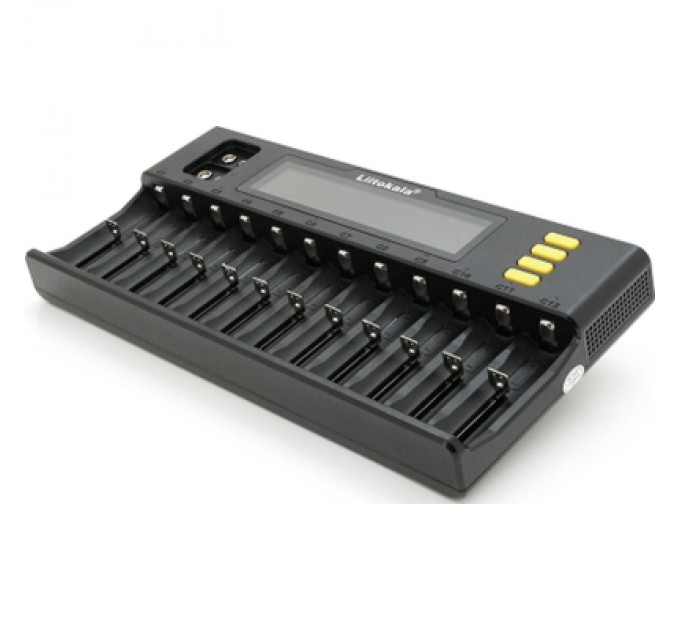 Liitokala Зарядний пристрій для акумуляторів Liitokala 12 Slots+2, Ni-Mh/Li-ion/LiFePo4/Крона, LED+LCD (Lii-S12)