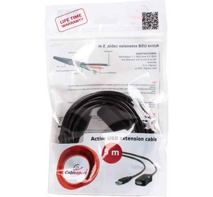 Cablexpert Дата кабель USB 2.0 AM/AF 5.0 m active Cablexpert (UAE-01-5M)