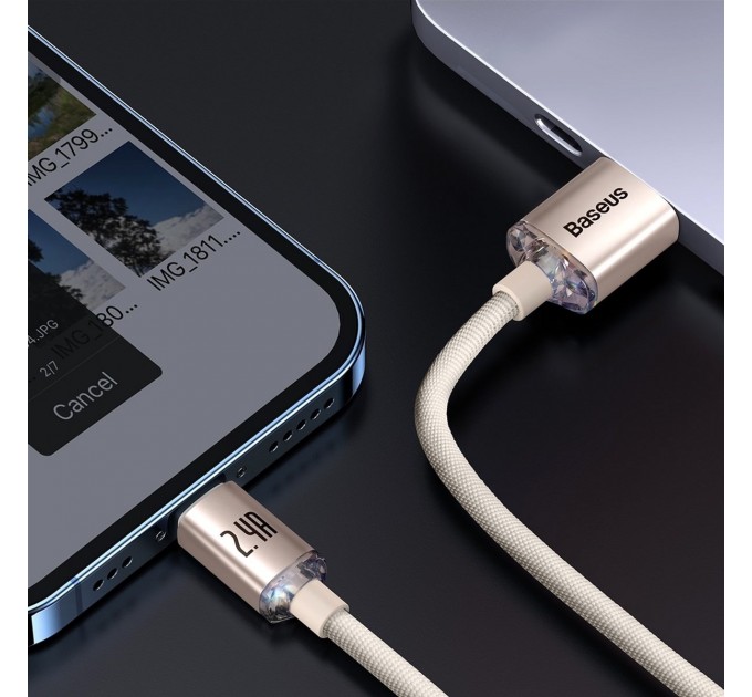Baseus Кабель Baseus Crystal Shine USB - Lightning, 2.4A, 2м Pink (CAJY001204)