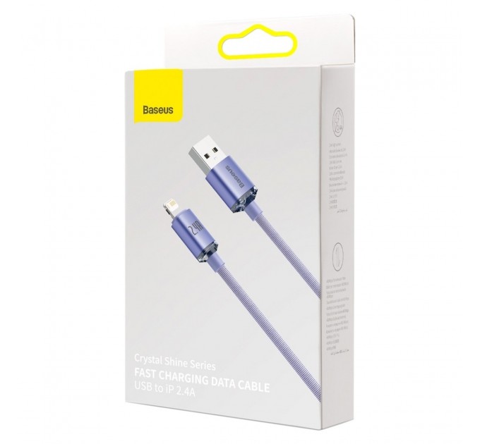 Baseus Кабель Baseus Crystal Shine USB - Lightning, 2.4A, 2м Purple (CAJY000105)