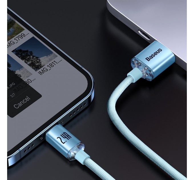 Кабель Baseus Crystal Shine USB - Lightning, 2.4A, 2м Sky Blue (CAJY001203)