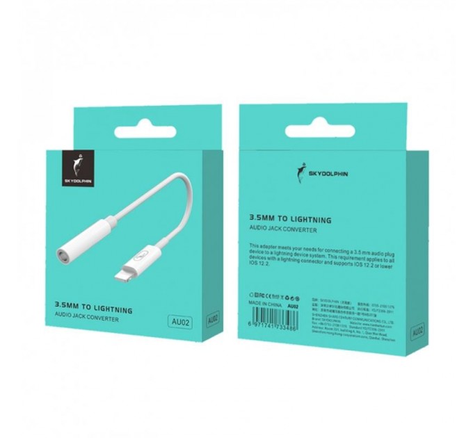Перехідник SkyDolphin AU02 Lightning - 3.5 мм (M/F) White (SDADPT-00017)