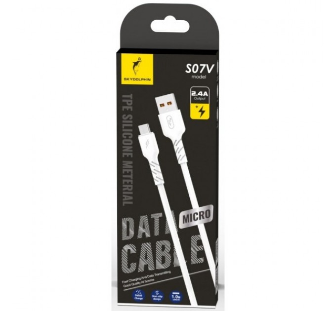 Кабель SkyDolphin S07V TPE High Elastic Line USB - micro USB (M/M), 1 м, White (SDUSB-000597)