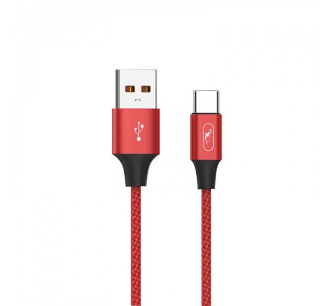 Кабель SkyDolphin S55T Neylon USB - USB Type-C (M/M), 1 м, Red (SDUSB-000437)