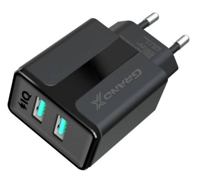 Grand-X Зарядний пристрій Grand-X 5V 2,4A USB Black (CH-15B)