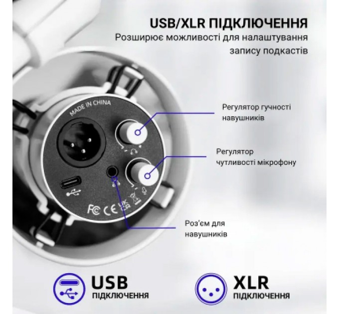 Мікрофон Fifine T688W USB/XLR White (T688W)