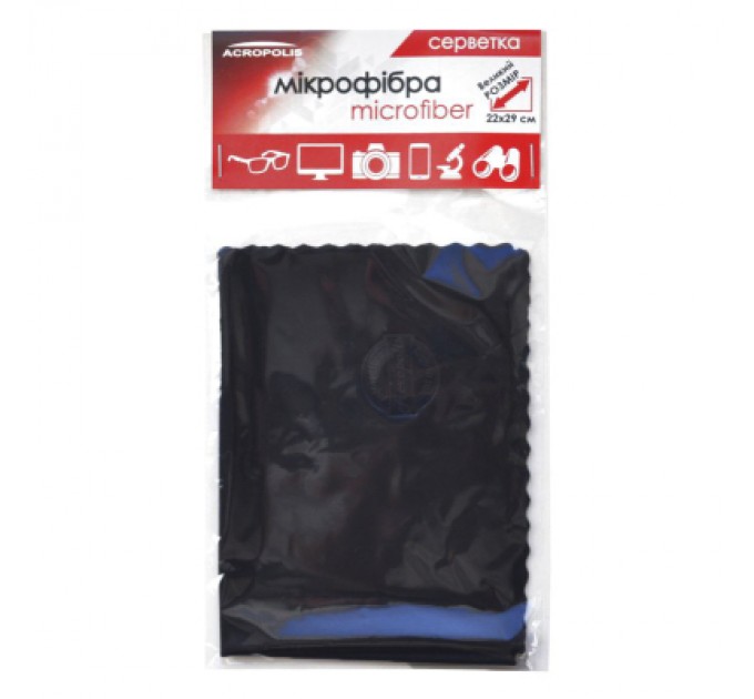 Acropolis Серветки Acropolis A-90/12 microfiber 29*22см black, поштучно (A90-12BK)