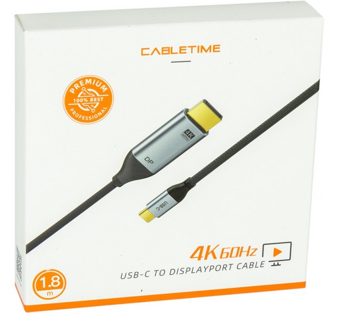 Cabletime Кабель Cabletime USB Type-C - DisplayPort (M/M), 4K, Ultra HD, 1.8м, V1.2, Black (CA913305)