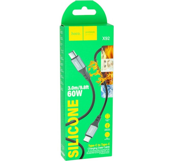 HOCO Кабель Hoco X92 USB Type-C - USB Type-C (M/M), 60W, 3м, Black (CA913930)