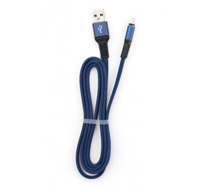 Vinga Дата кабель USB 2.0 AM to Micro 5P 1m flat nylon blue Vinga (VCPDCMFNB1B)