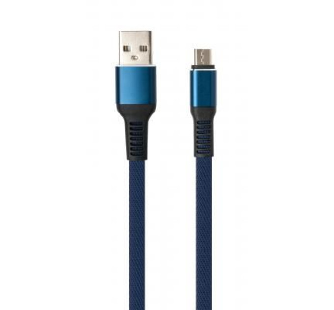 Vinga Дата кабель USB 2.0 AM to Micro 5P 1m flat nylon blue Vinga (VCPDCMFNB1B)