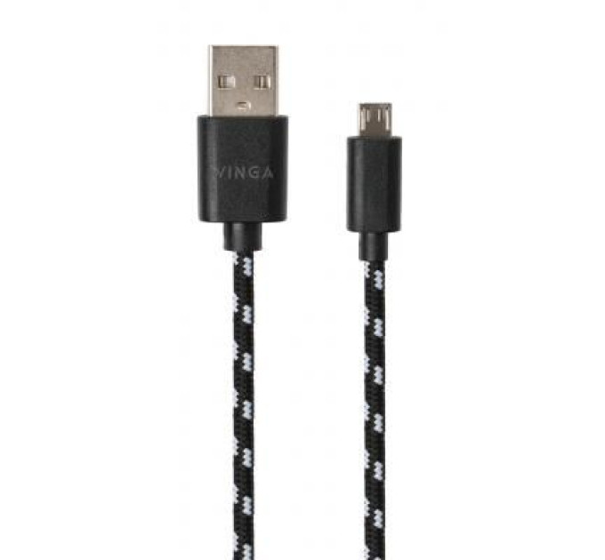 Vinga Дата кабель USB 2.0 AM to Micro 5P 2color nylon 1m black Vinga (VCPDCMBN31BK)