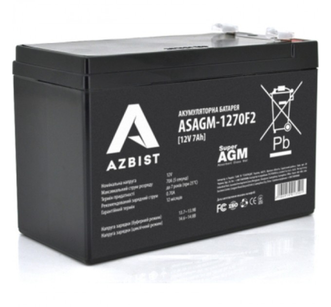 AZBIST Батарея до ДБЖ AZBIST 12V 7Ah Super AGM (ASAGM-1270F2)