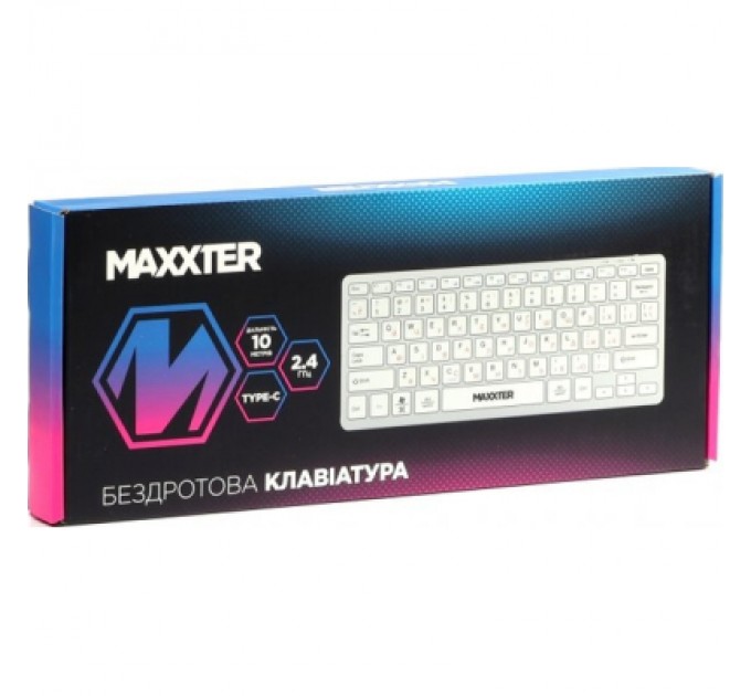Maxxter Клавіатура Maxxter KBW-C01S-UA Wireless UA White (KBW-C01S-UA)