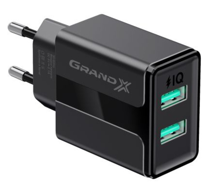 Grand-X Зарядний пристрій Grand-X 5V 2,1A Black + cable USB-Lightning (CH15LTB)