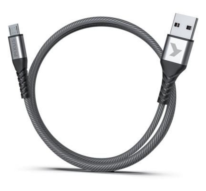 Pixus Дата кабель USB 2.0 AM to Micro 5P 1.0m Flex Gray Pixus (4897058531145)