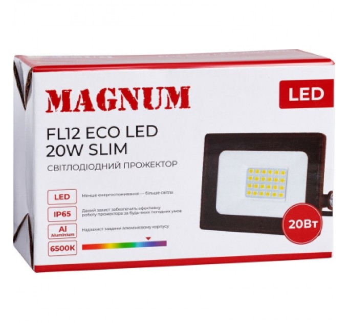 MAGNUM Прожектор MAGNUM FL12 ECO LED 20Вт slim 6500К IP65 (90018081)