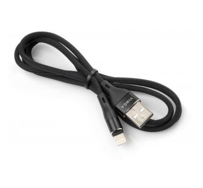 Vinga Дата кабель USB 2.0 AM to Lightning 1.0m cylindric nylon back Vinga (VCPDCLCANB1BK)