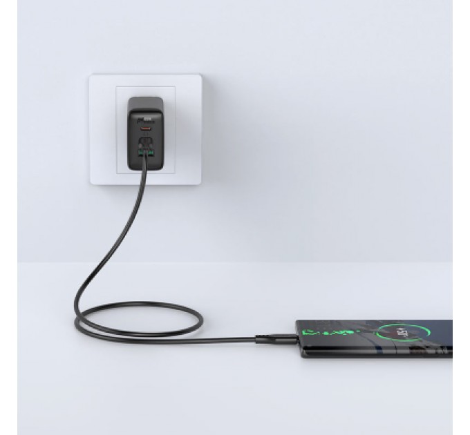 Acefast Дата кабель USB-C to USB-C 1.2m 3A TPE C3-03 Black Acefast (6974316280842)