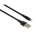 Vinga Дата кабель USB 2.0 AM to Lightning 1.0m cylindric nylon back Vinga (VCPDCLCANB1BK)