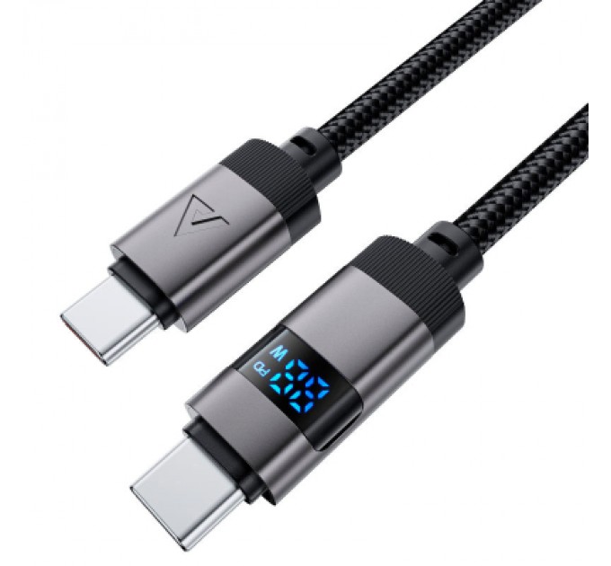 Acefast Дата кабель USB-C to USB-C 1.2m 60W digital display C15-03 Black Acefast (6974316283720)