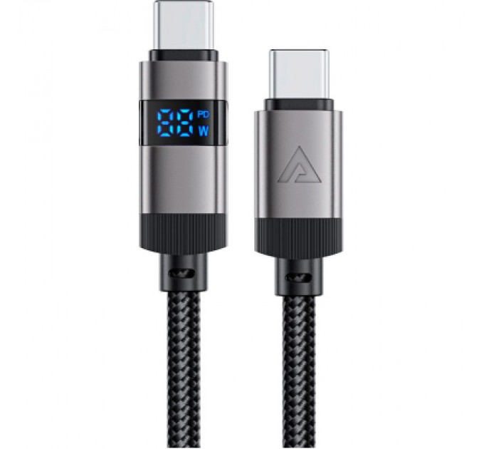 Acefast Дата кабель USB-C to USB-C 1.2m 60W digital display C15-03 Black Acefast (6974316283720)