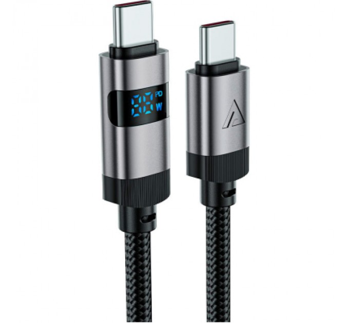 Acefast Дата кабель USB-C to USB-C 1.2m 60W digital display C15-03 Black Acefast (6974316283720)