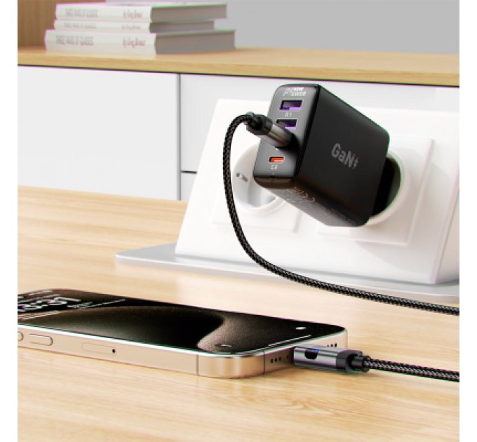 Acefast Дата кабель USB-C to USB-C 1.2m 60W digital display C15-03 Black Acefast (6974316283720)