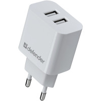 Зарядний пристрій Defender UPA-22 white, 2xUSB, 2.1A (83580)