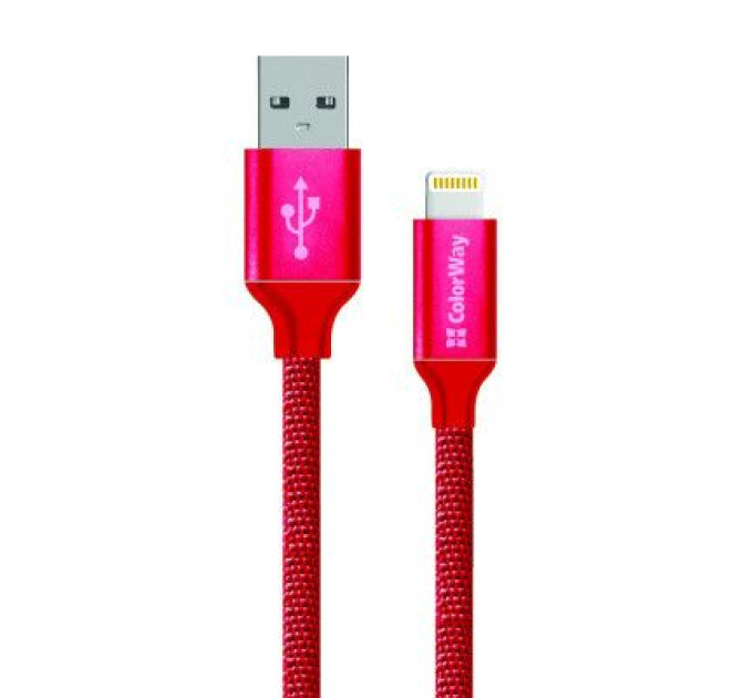 ColorWay Дата кабель Кабель Colorway USB - Apple Lightning 2.1А 1м червоний ColorWay (CW-CBUL004-RD)
