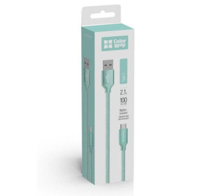 ColorWay Дата кабель USB 2.0 AM to Type-C mint ColorWay (CW-CBUC003-MT)