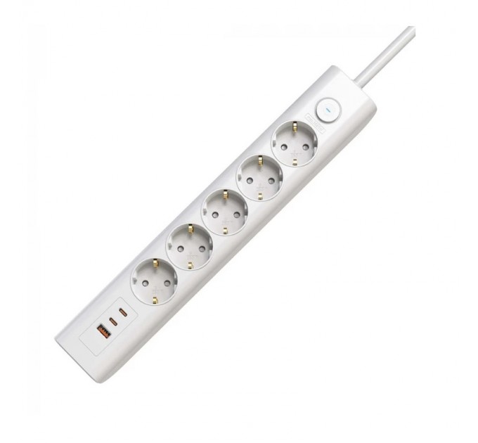 Подовжувач блоковий (PP) Electrum 5 розеток 3м із вимикачем та 2 Type-C + USB C-ES-1991