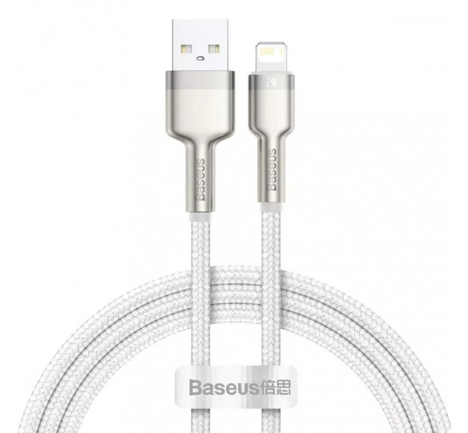 Кабель Baseus Cafule Metal USB-Lightning, 2.4A, 1м White (6953156202252)