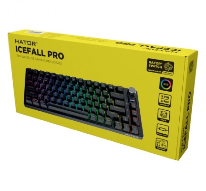 Клавіатура Hator Icefall Pro Wireless/Bluetooth/USB Black (HTK450UA)
