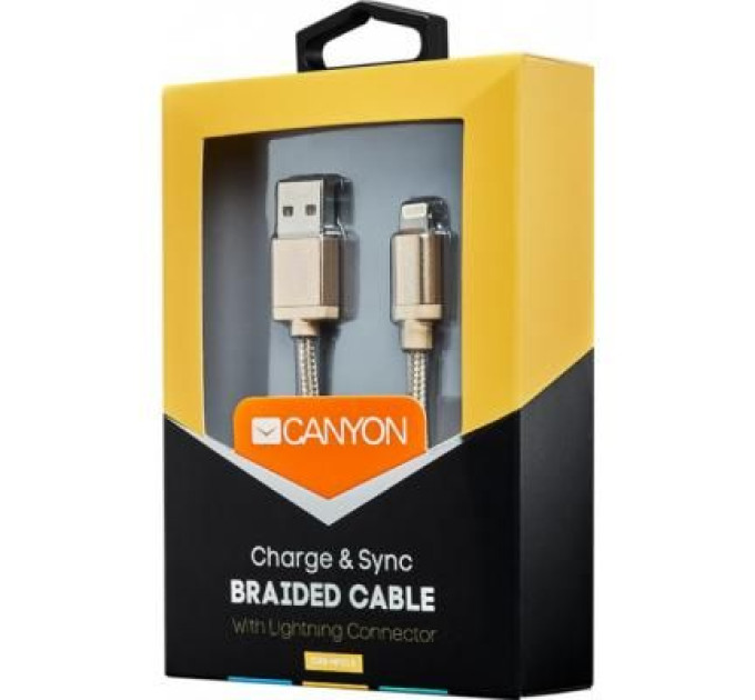 Canyon Дата кабель USB 2.0 AM to Lightning 1.0m MFI Golden Canyon (CNS-MFIC3GO)
