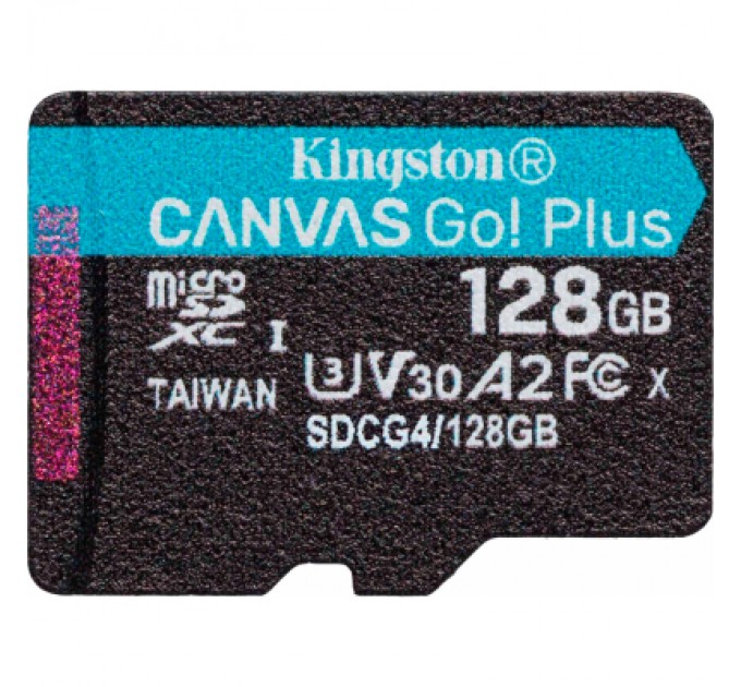 Kingston Карта пам'яті Kingston 128GB microSDXC сlass 10 UHS-I U3 V30 A2 Canvas Go Plus G4 (SDCG4/128GBSP)