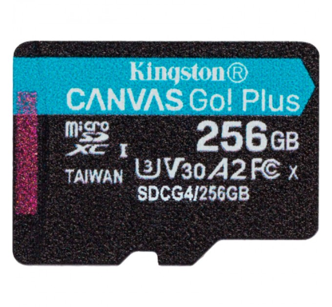 Карта пам'яті Kingston 256GB microSDXC сlass 10 UHS-I U3 V30 A2 Canvas Go Plus G4 (SDCG4/256GBSP)
