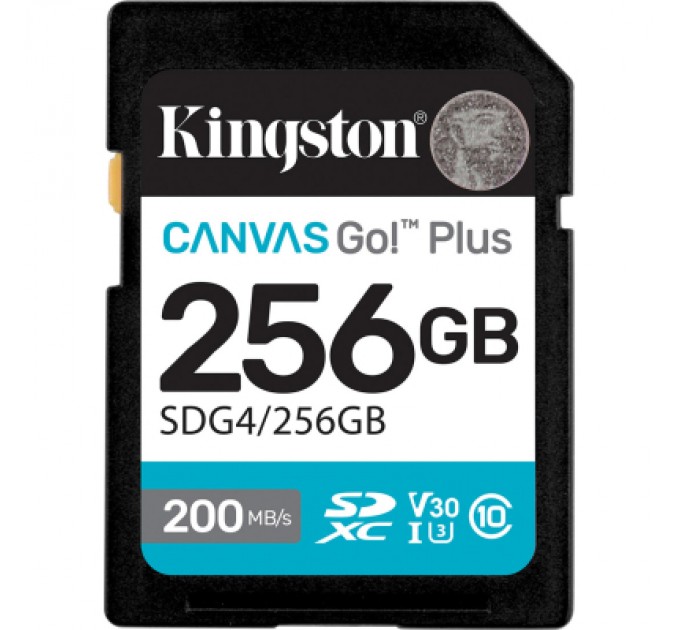 Kingston Карта пам'яті Kingston 256GB SDXC сlass 10 UHS-I U3 V30 Canvas Go Plus G4 (SDG4/256GB)