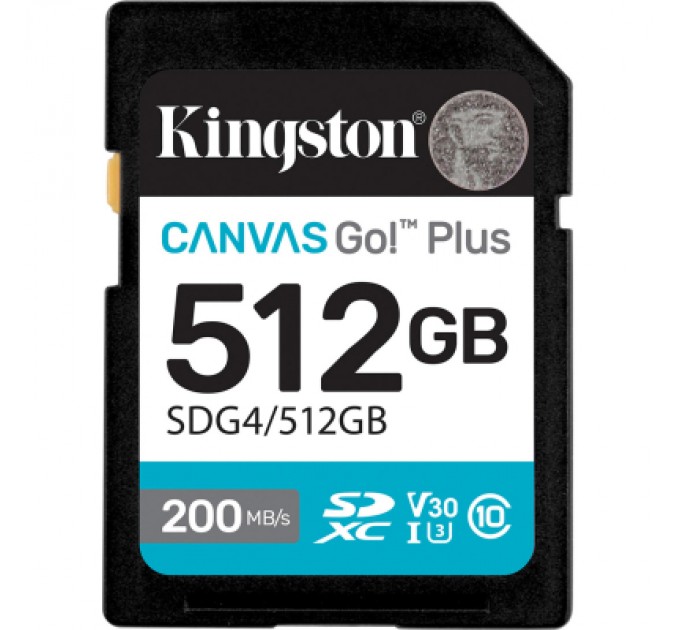Карта пам'яті Kingston 512GB SDXC сlass 10 UHS-I U3 V30 Canvas Go Plus G4 (SDG4/512GB)
