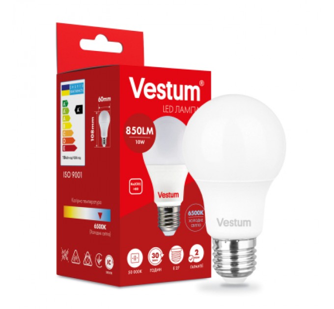 Vestum Лампочка Vestum LED A60 10W 6500K 220V E27 (1-VS-1114)