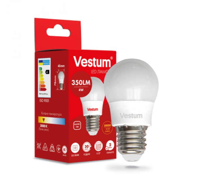 Vestum Лампочка Vestum LED G45 4W 3000K 220V E27 (1-VS-1206)