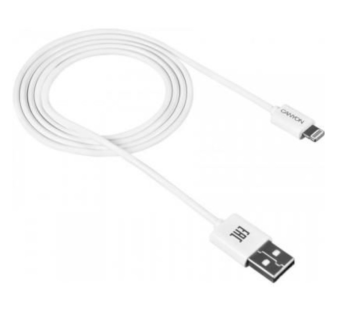 Canyon Дата кабель USB 2.0 AM to Lightning 1.0m White Canyon (CNE-CFI1W)