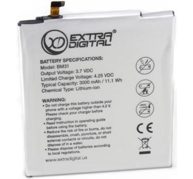 Extradigital Акумуляторна батарея Extradigital Xiaomi Mi3 (BM31) 3000 mAh (BMX6444)