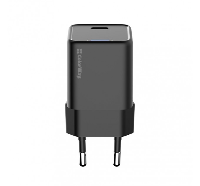 Мережевий зарядний пристрій ColorWay GaN Mini 25W PD Port PPS USB-C Black (CW-CHS052PD-BK)