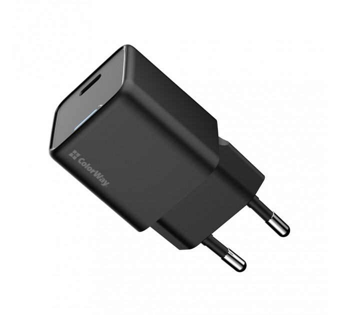 Мережевий зарядний пристрій ColorWay GaN Mini 25W PD Port PPS USB-C Black (CW-CHS052PD-BK)