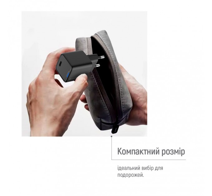 Мережевий зарядний пристрій ColorWay GaN Mini 25W PD Port PPS USB-C Black (CW-CHS052PD-BK)