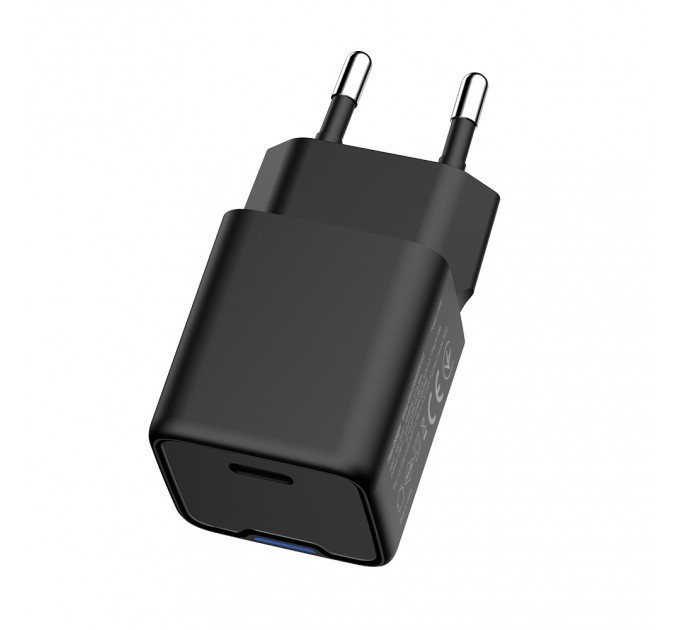 Мережевий зарядний пристрій ColorWay GaN Mini 25W PD Port PPS USB-C Black (CW-CHS052PD-BK)
