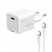 Мережевий зарядний пристрій ColorWay GaN Mini 25W PD Port PPS USB-C White (CW-CHS052PDC-WT) + кабель USB Type-C