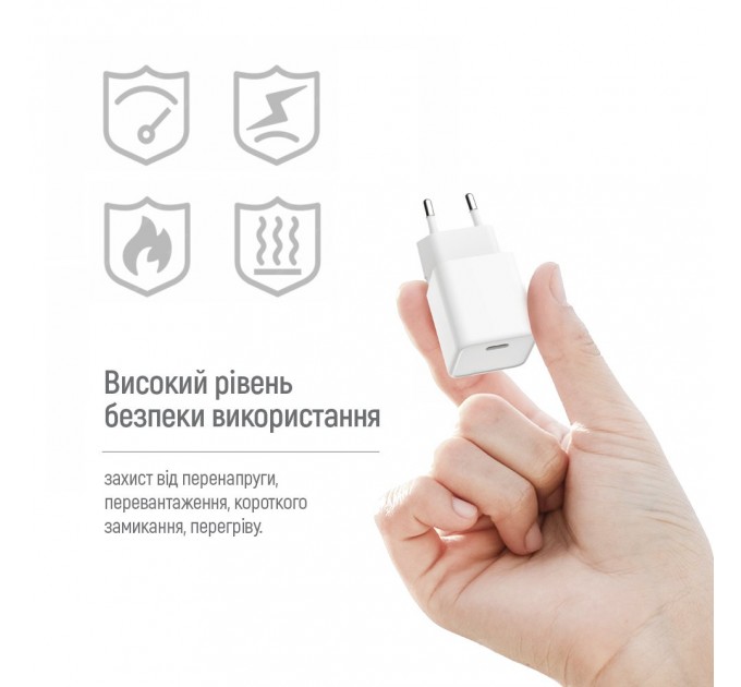 ColorWay Мережевий зарядний пристрій ColorWay GaN Mini 30W PD Port PPS USB-C White (CW-CHS054PD-WT)