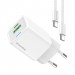 Мережевий зарядний пристрій ColorWay GaN Mini 35W PD Port PPS USB (Type-C PD + USB QC4.0) White (CW-CHS055PDC-WT) + кабель USB Type-C